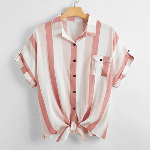 Striped Single-breasted Oversized Shirt | Nomadzens