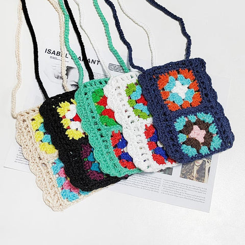 Hand-crocheted Random Mixed Color Non-positioning Stitching Mini Bag | Nomadzens