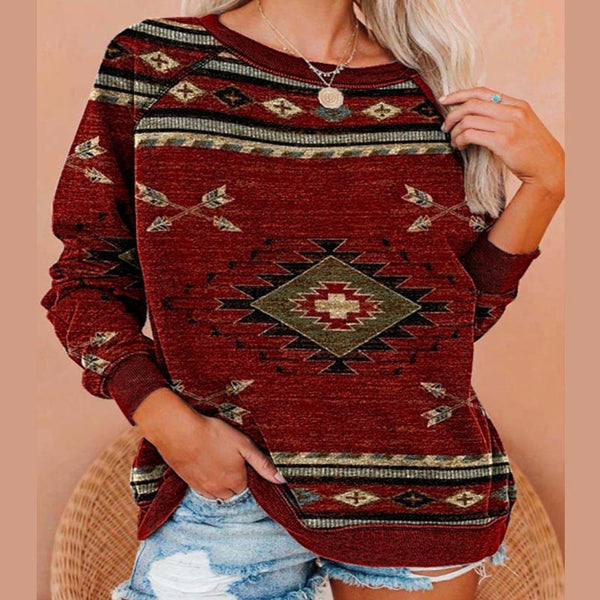 Aztec Print Long Sleeve Top | Nomadzens