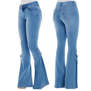 Lacing Stretch Jeans Bootcut Pants | Nomadzens