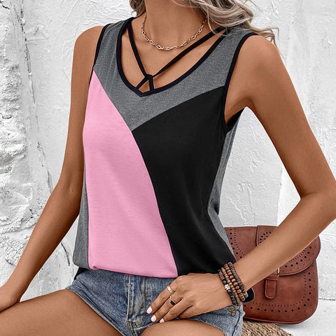 Color Block Splicing Sleeveless T-Shirt Tank Top | Nomadzens