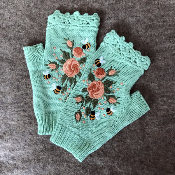 Embroidered Knitted Warm Gloves | Nomadzens