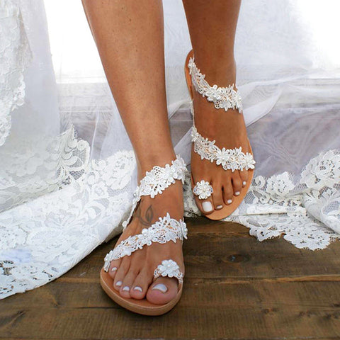 Boho Flower Lace Emobroidery Sandals | Nomadzens