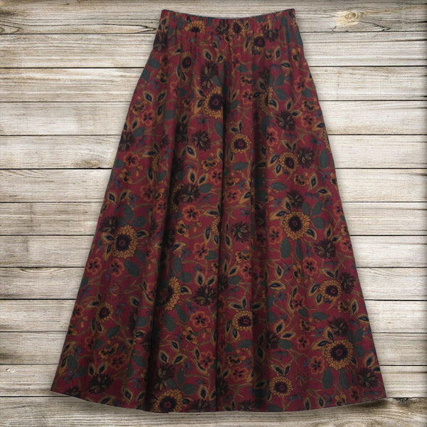 Flower Printed Cotton and Linen A-Line Skirt | Nomadzens