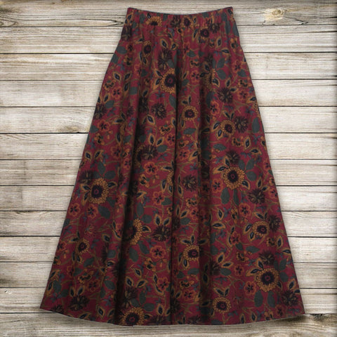 Flower Printed Cotton and Linen A-Line Skirt | Nomadzens