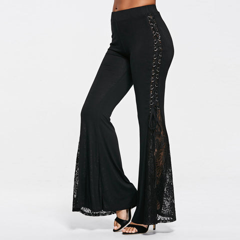 Lacing Knitted Panel Lace Pants | Nomadzens