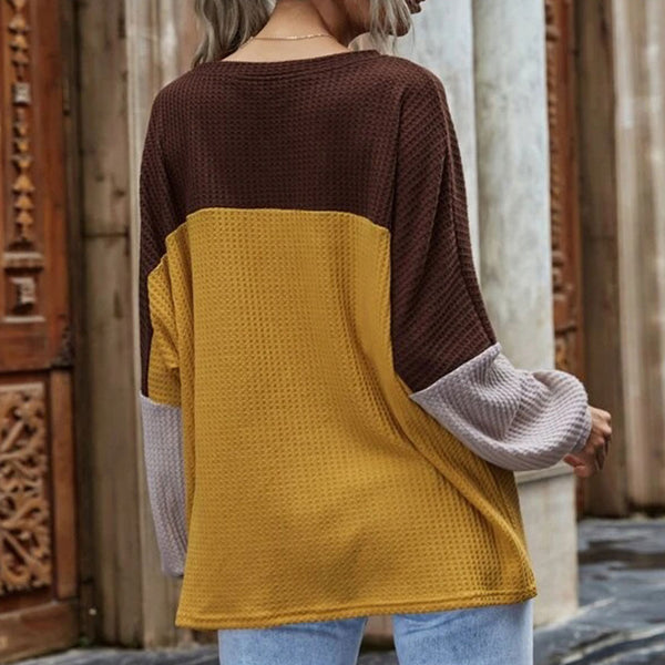 Loose Fit Casual Contrast Color Long Sweatshirt Women's Top | Nomadzens