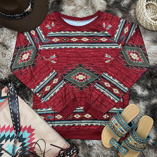 Aztec Print Long Sleeve Top | Nomadzens