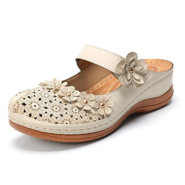 Vintage Comfort Floral Round Toe Velcro Sandals | Nomadzens