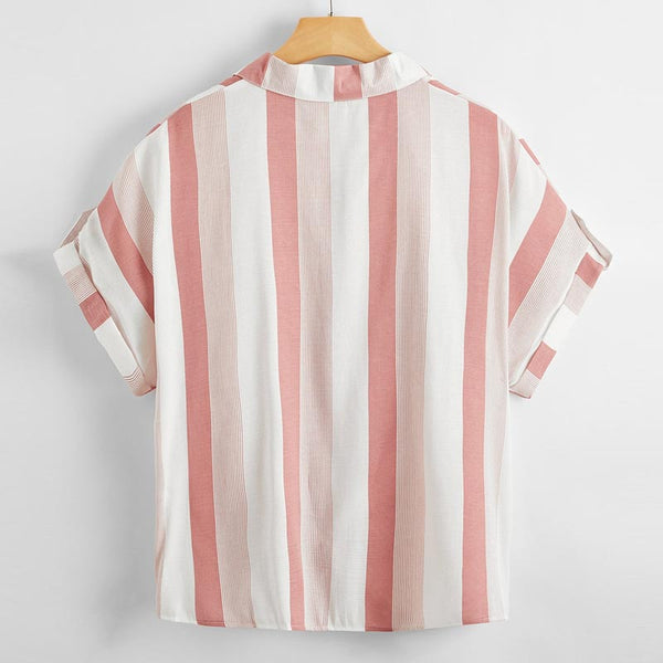 Striped Single-breasted Oversized Shirt | Nomadzens