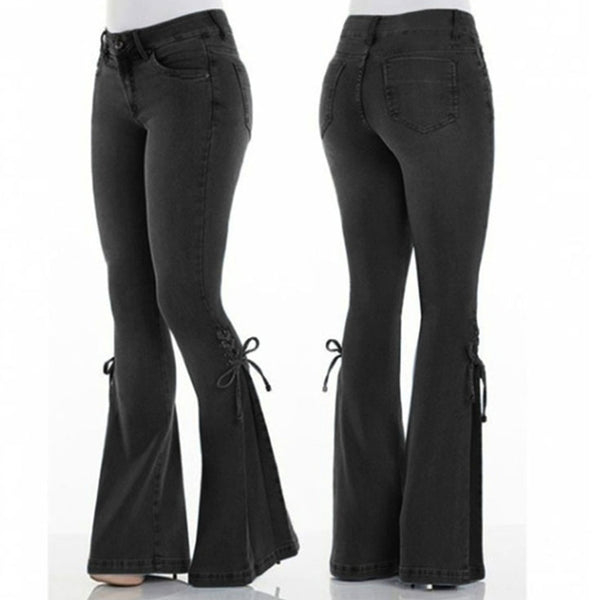 Lacing Stretch Jeans Bootcut Pants | Nomadzens