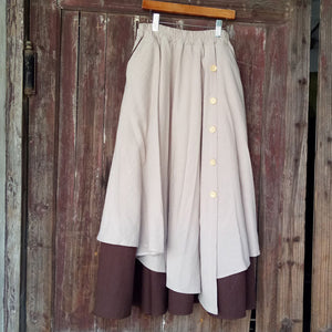 Irregular Hem Cotton and Linen Button Skirt with Pocket | Nomadzens
