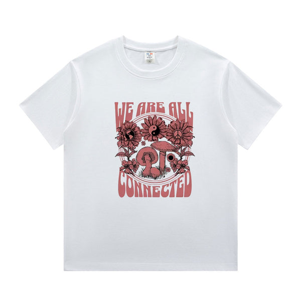 Casual Cotton Printed Short Sleeve Hippie T-Shirt, Women's Clothing, Hippie T-shirt Summer | Nomadzens