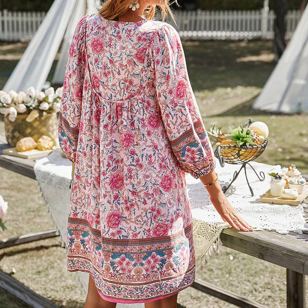 Boho Flora Print Casual Top Dress | Nomadzens