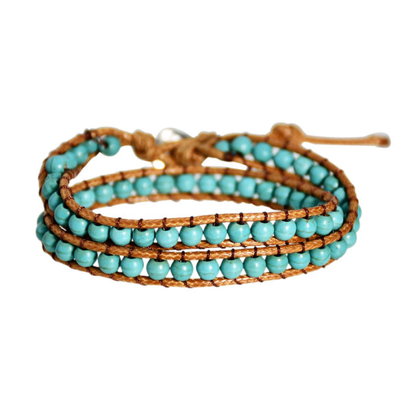 Ethnic Style Double-layer Turquoise Braided Bracelet | Nomadzens