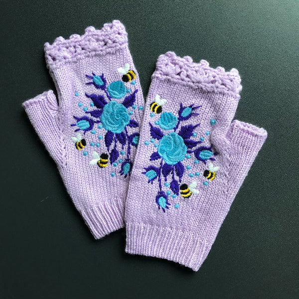 Embroidered Knitted Warm Gloves | Nomadzens