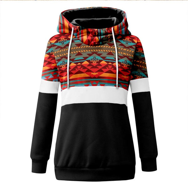 Casual Aztec Printed Long Sleeve Hoodie | Nomadzens