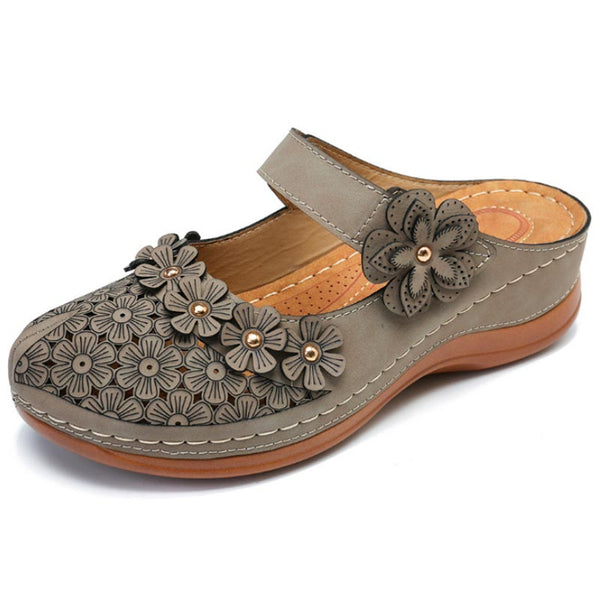 Vintage Comfort Floral Round Toe Velcro Sandals | Nomadzens