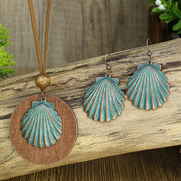 Retro Boho Geometric Pattern Necklace Earring Set Jewelry Set | Nomadzens