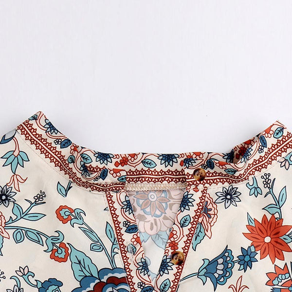 Boho Floral Printed Long Sleeve Blouse | Nomadzens