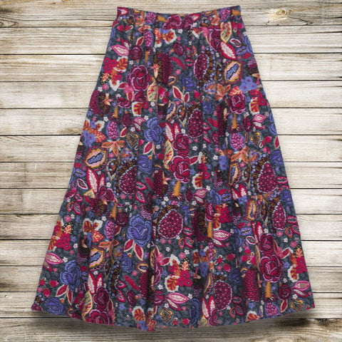 Flower Painting Printed Cotton and Linen A-Line Skirt | Nomadzens