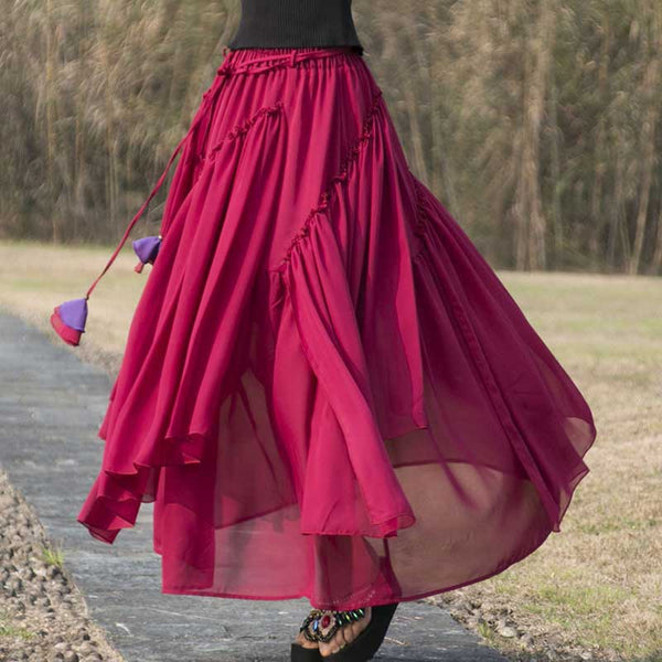 Thin Chiffon Irregular Swing Tie Skirt | Nomadzens