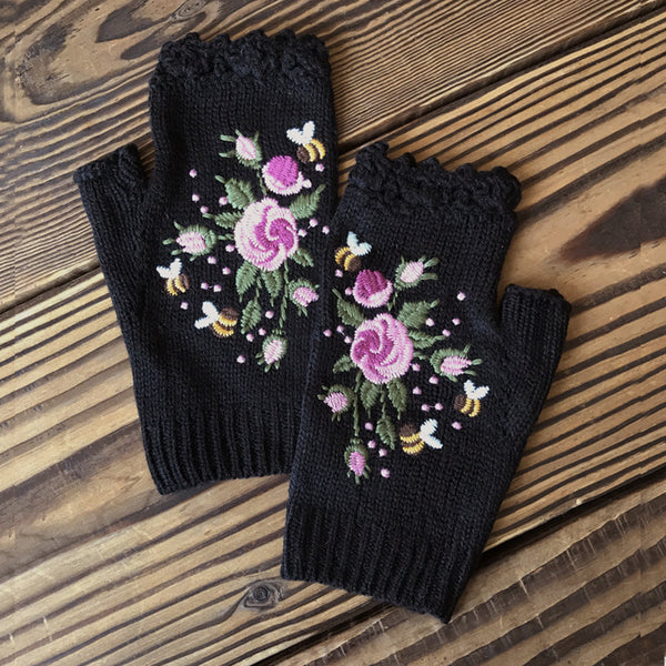 Embroidered Knitted Warm Gloves | Nomadzens