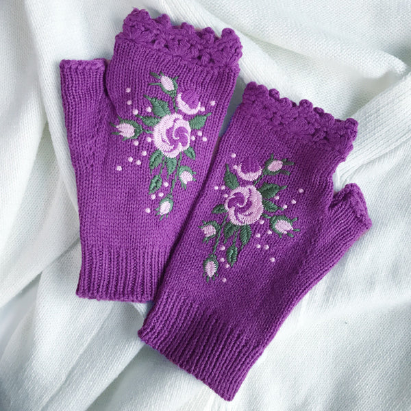 Embroidered Knitted Warm Gloves | Nomadzens