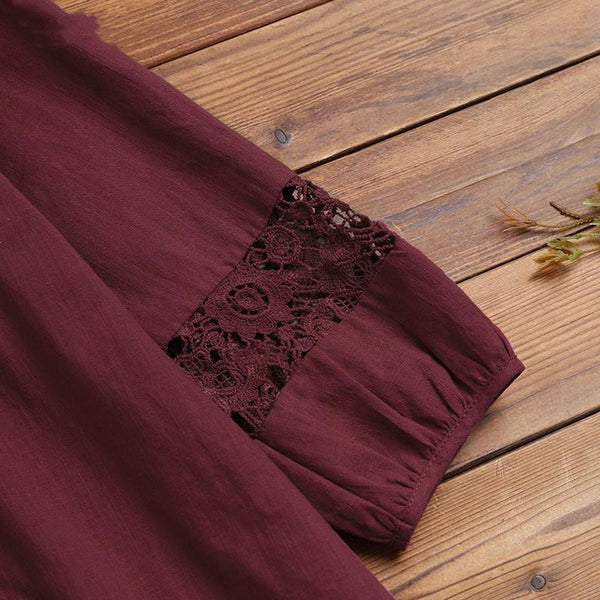 3/4 Sleeves Lace Stitching Shirt | Nomadzens