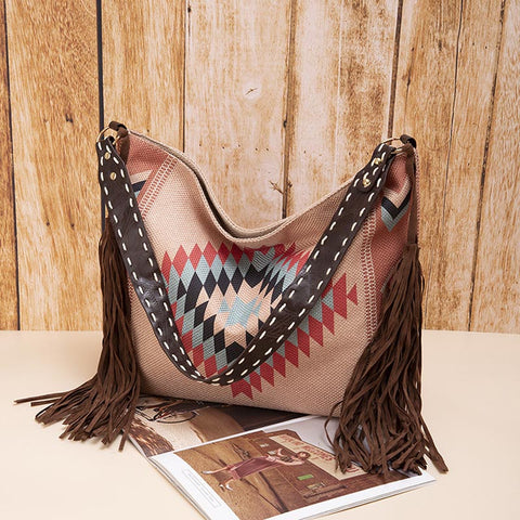 Boho Retro Style Tassel Tote Bag Handbag | Nomadzens