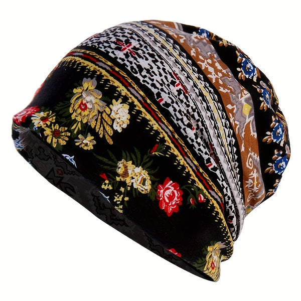 Bohemia Soft Flower Print Sleep Beanie Hat | Nomadzens