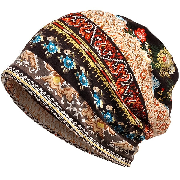 Bohemia Soft Flower Print Sleep Beanie Hat | Nomadzens