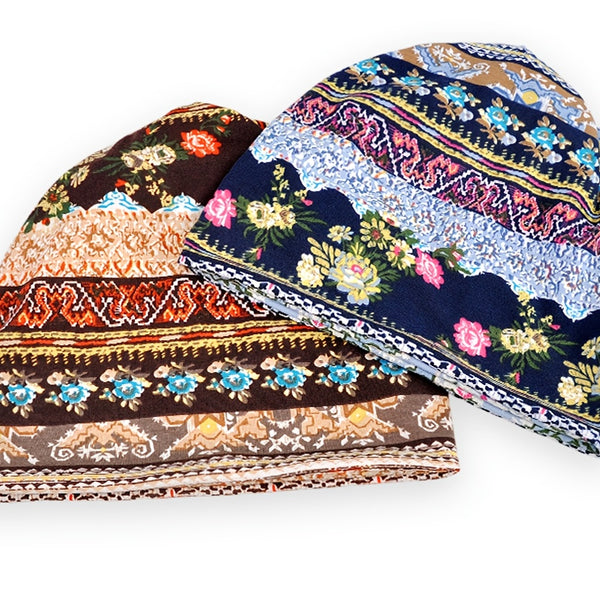 Bohemia Soft Flower Print Sleep Beanie Hat | Nomadzens