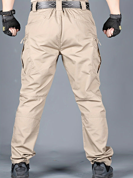 Trendy Solid Cargo Pants, Men's Multi Flap Pocket Trousers, Loose Casual Outdoor Pants, Men's Work Pants Outdoors Streetwear Hip Hop Style