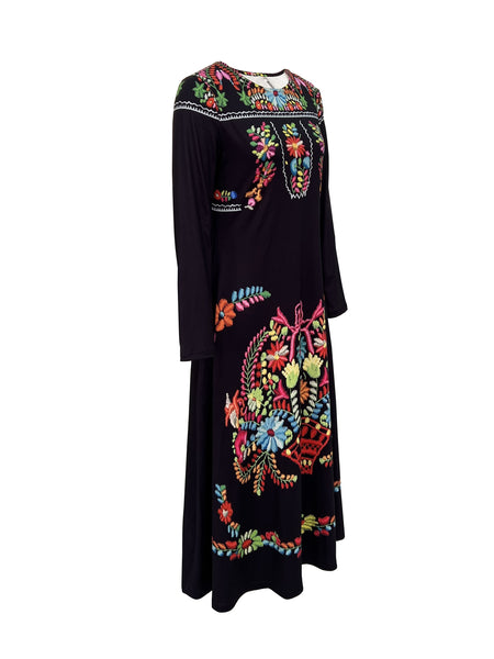 Ethnic Pattern Dress, Casual Crew Neck Long Sleeve Dress, Women's Clothing