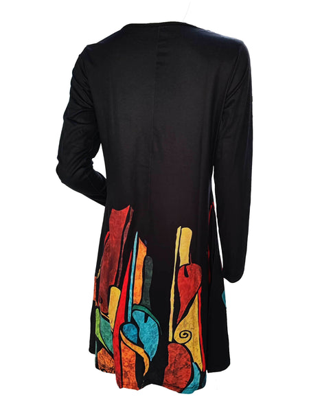 Aztec Print Ethnic Dress, Casual Crew Neck Long Sleeve Dress, Women's Clothing